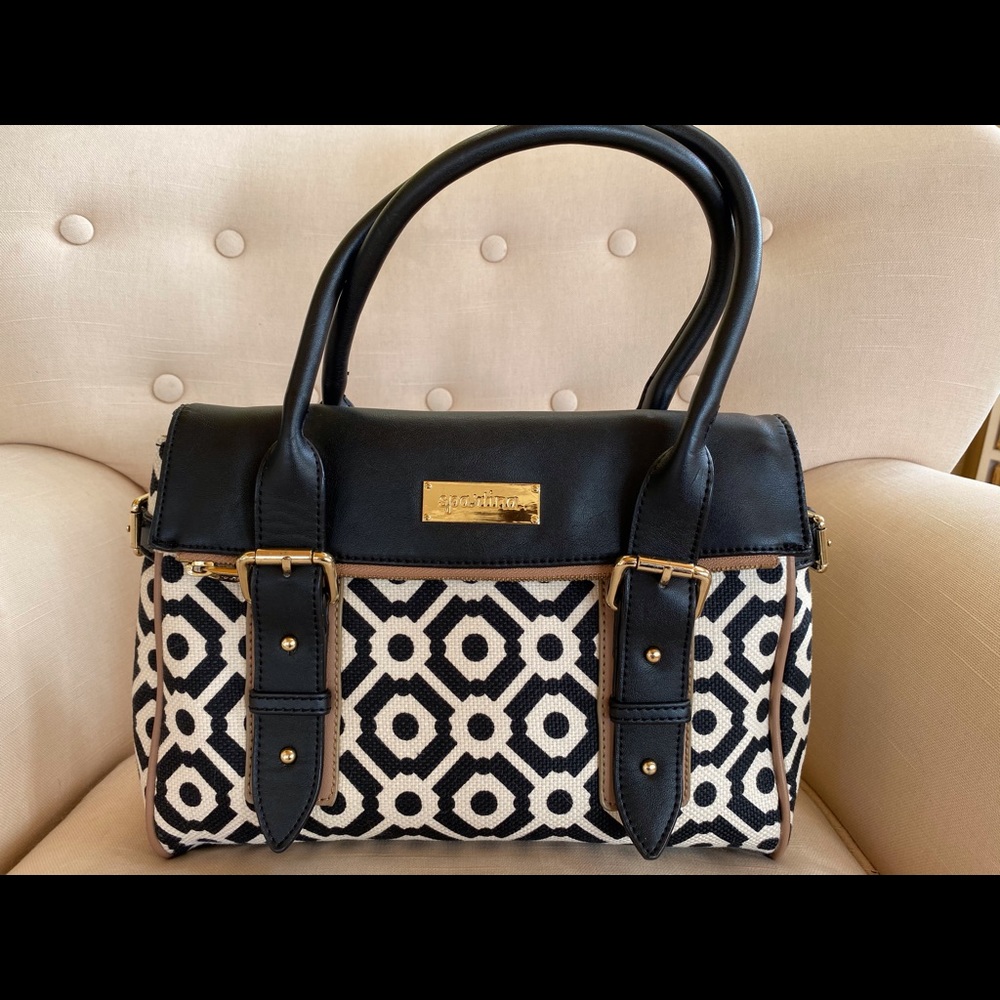 Spartina 449 Purse Black and Cream Geometric